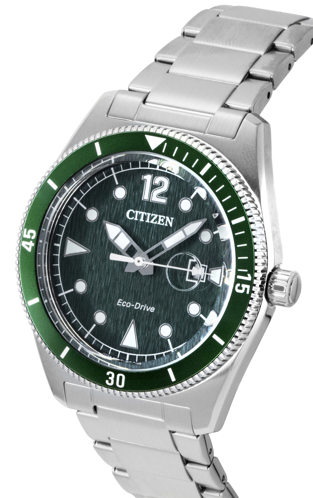 Citizen Eco-Drive Stainless Steel Green Dial Solar AW1880-55X 100M Men's Watch
