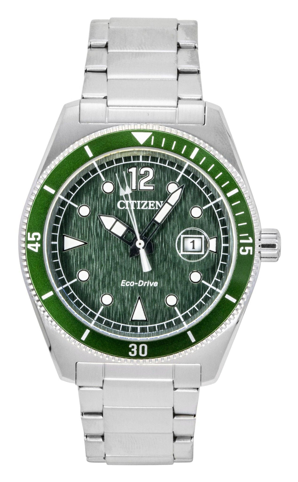 Citizen Eco-Drive Stainless Steel Green Dial Solar AW1880-55X 100M Men's Watch