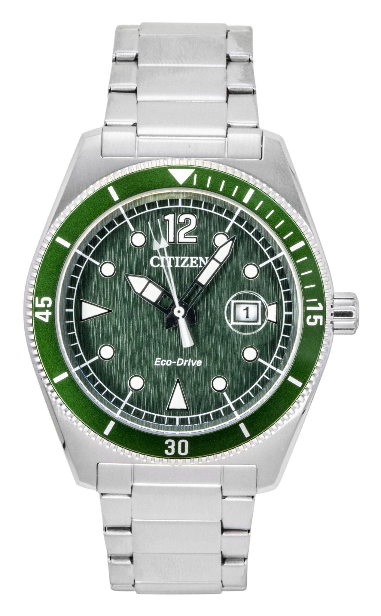 Citizen Eco-Drive Stainless Steel Green Dial Solar AW1880-55X 100M Men's Watch