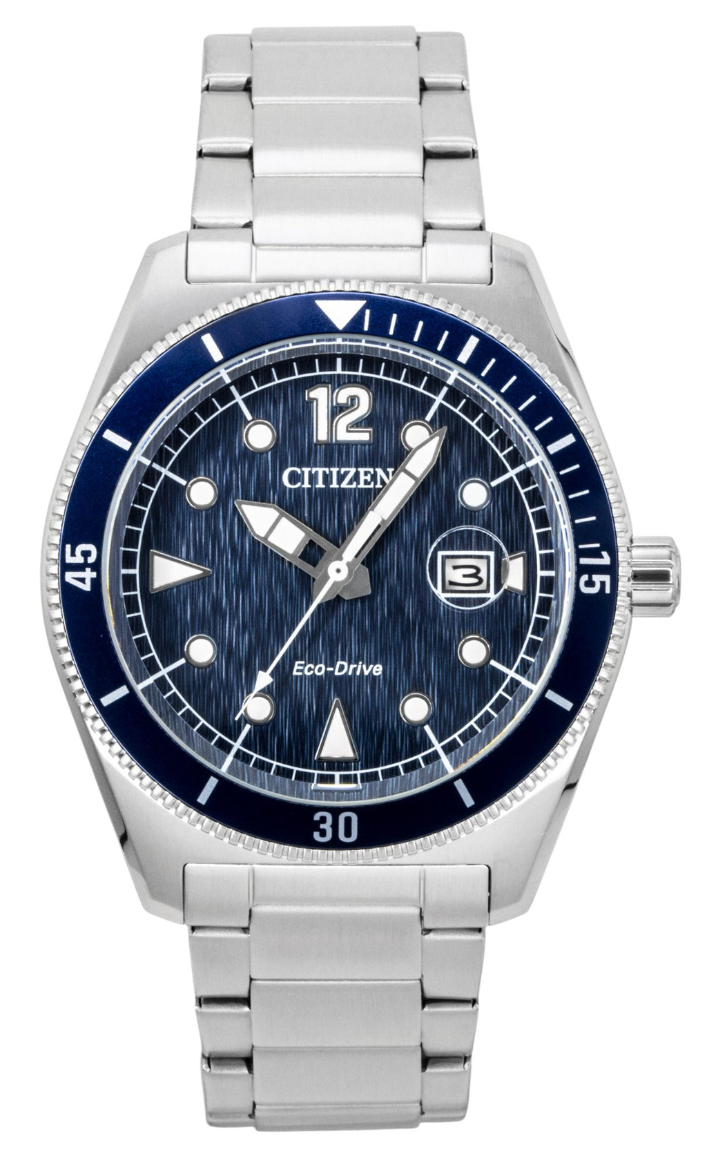 Citizen Eco-Drive Stainless Steel Blue Dial Solar AW1881-52L 100M Men's Watch