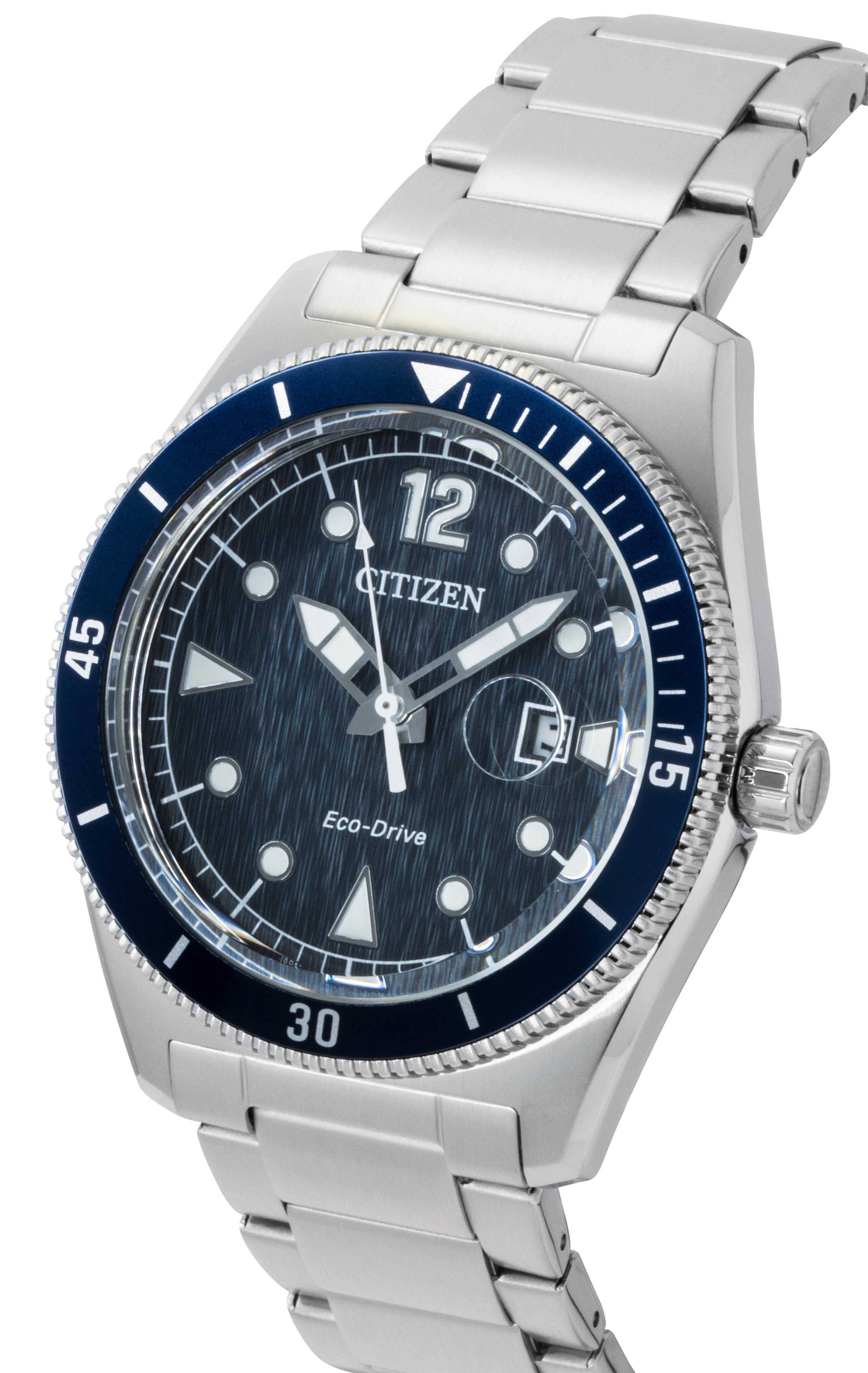 Citizen Eco-Drive Stainless Steel Blue Dial Solar AW1881-52L 100M Men's Watch