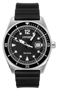 Citizen Eco-Drive Black Rubber Strap Black Dial Solar AW1889-00E 100M Men's Watch