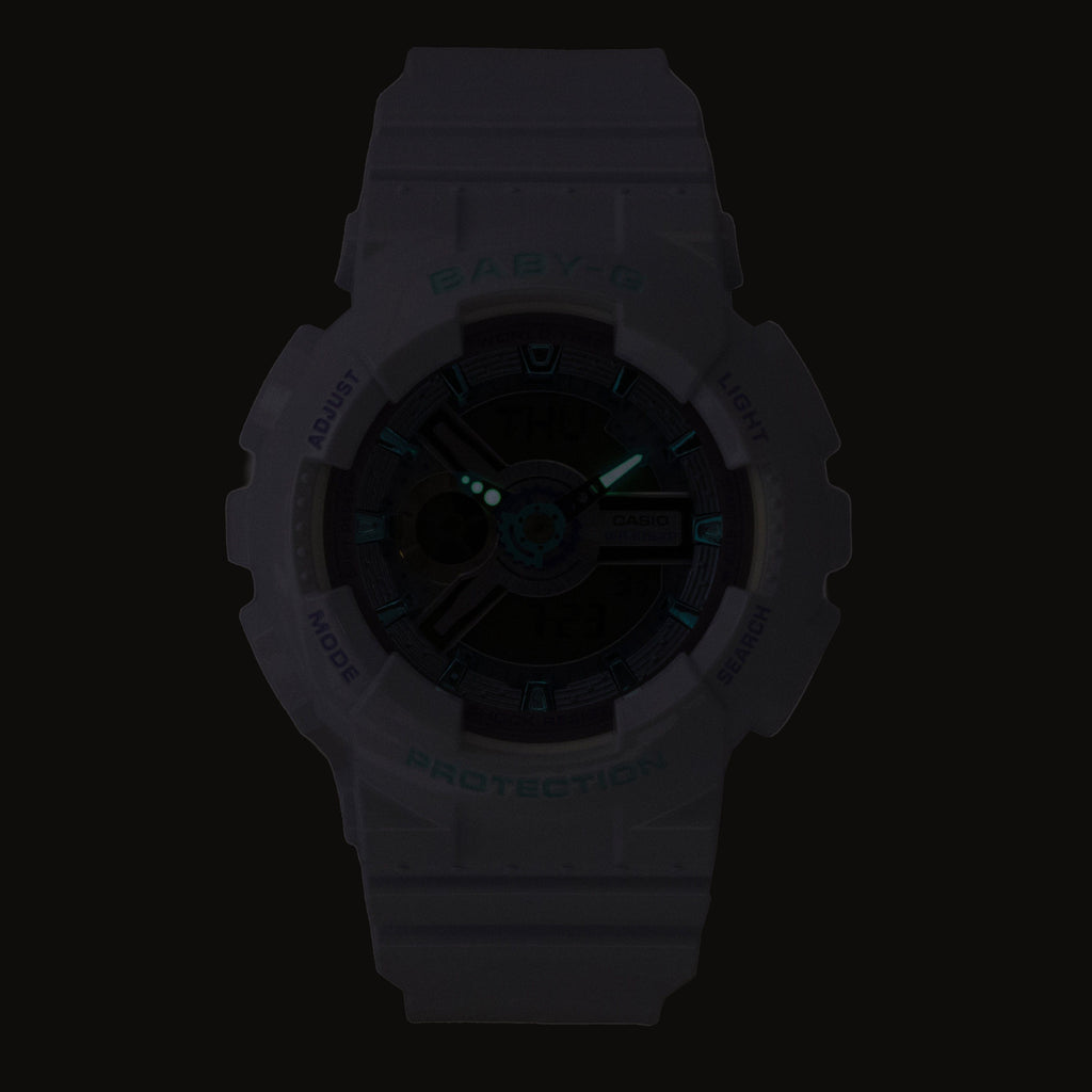 Casio Baby-G Analog Digital Resin Strap White Dial Quartz BA-110MC-7A 100M Women's Watch
