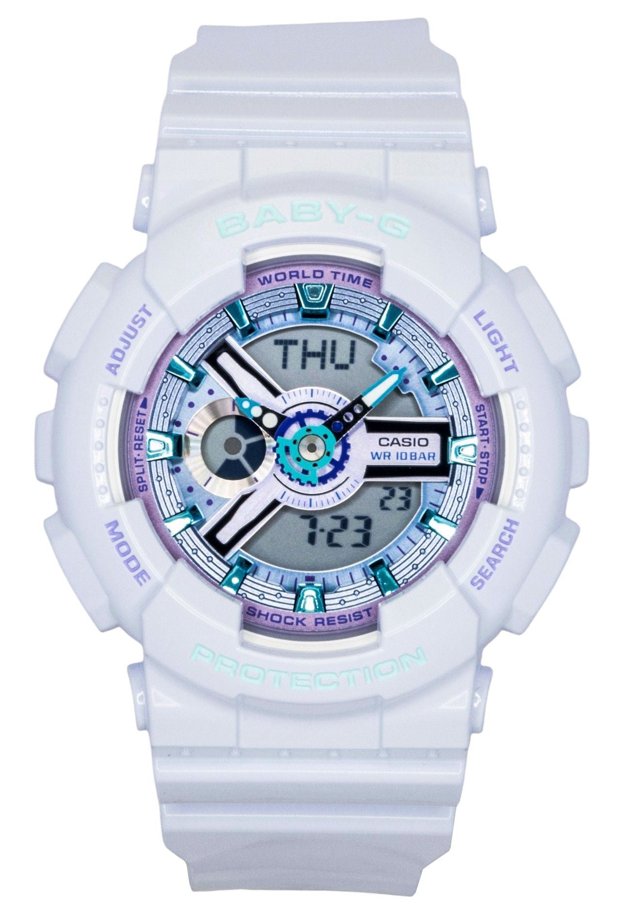 Casio Baby-G Analog Digital Resin Strap White Dial Quartz BA-110MC-7A 100M Women's Watch