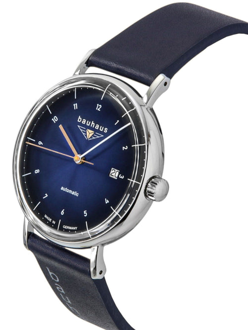 Bauhaus Leather Strap Dark Blue Dial Automatic 21523 Men's Watch