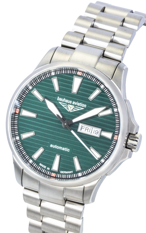 Bauhaus Aviation Titanium Green Dial Automatic 2862M4 100M Men's Watch