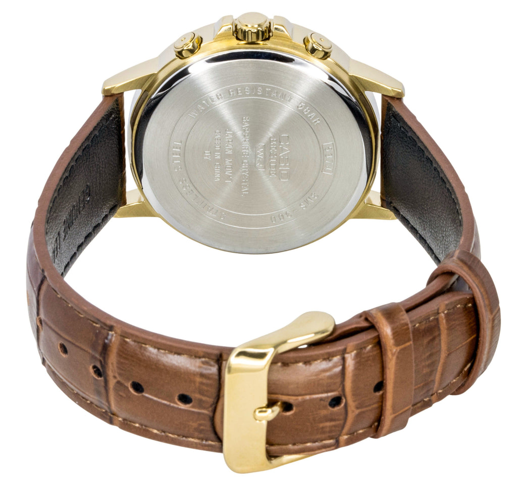 Casio Beside Analog Leather Strap Gold Dial Quartz BMS-300GL-5AV Men's Watch