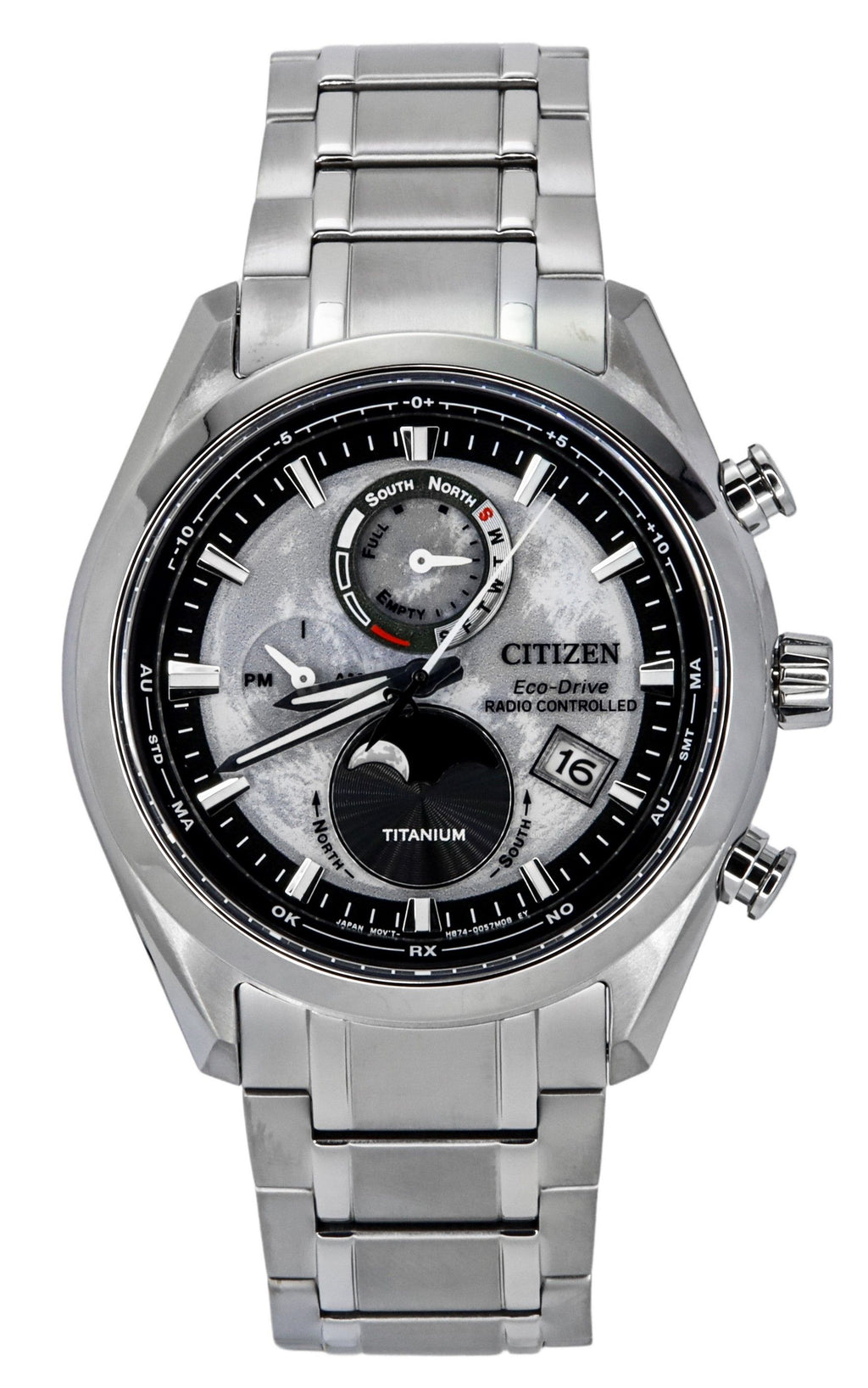 Citizen Eco-Drive Tsuki-yomi Super Titanium Radio Controlled Grey Dial BY1010-81H 100M Men's Watch