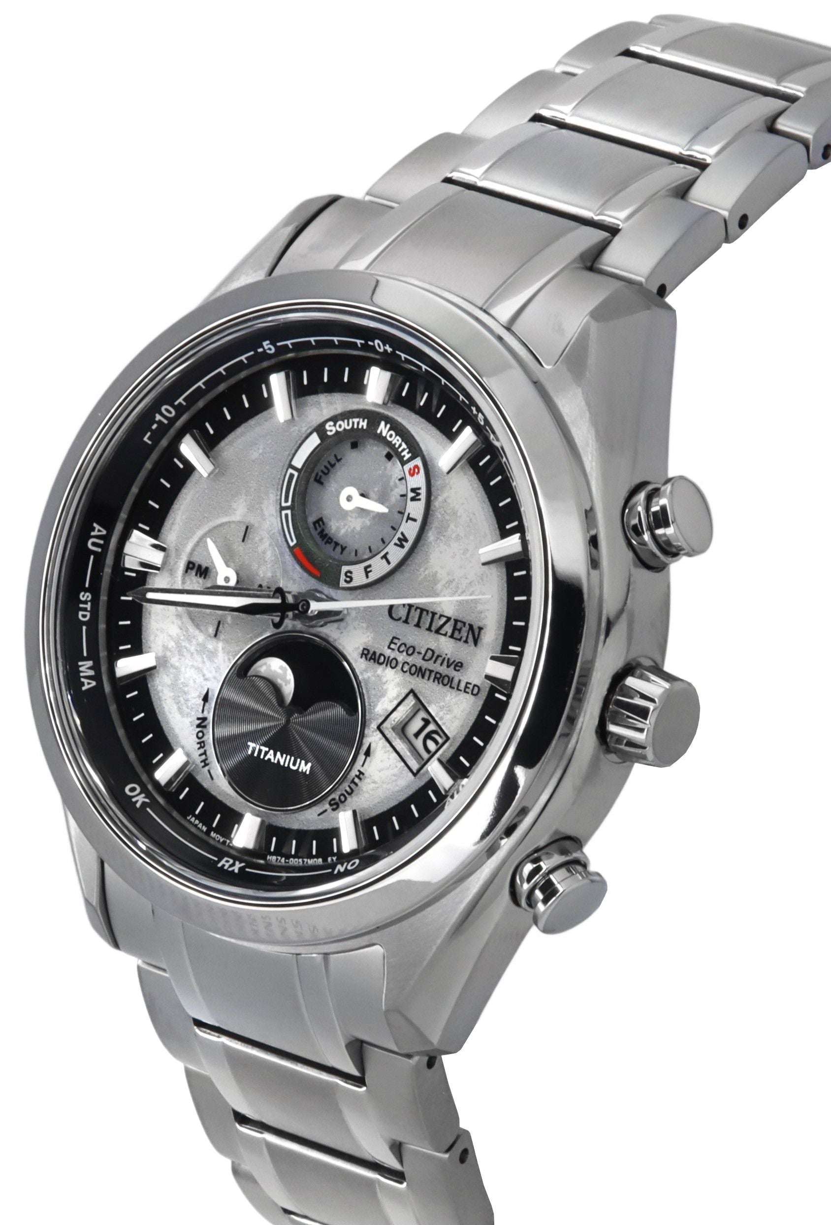 Citizen Eco-Drive Tsuki-yomi Super Titanium Radio Controlled Grey Dial BY1010-81H 100M Men's Watch