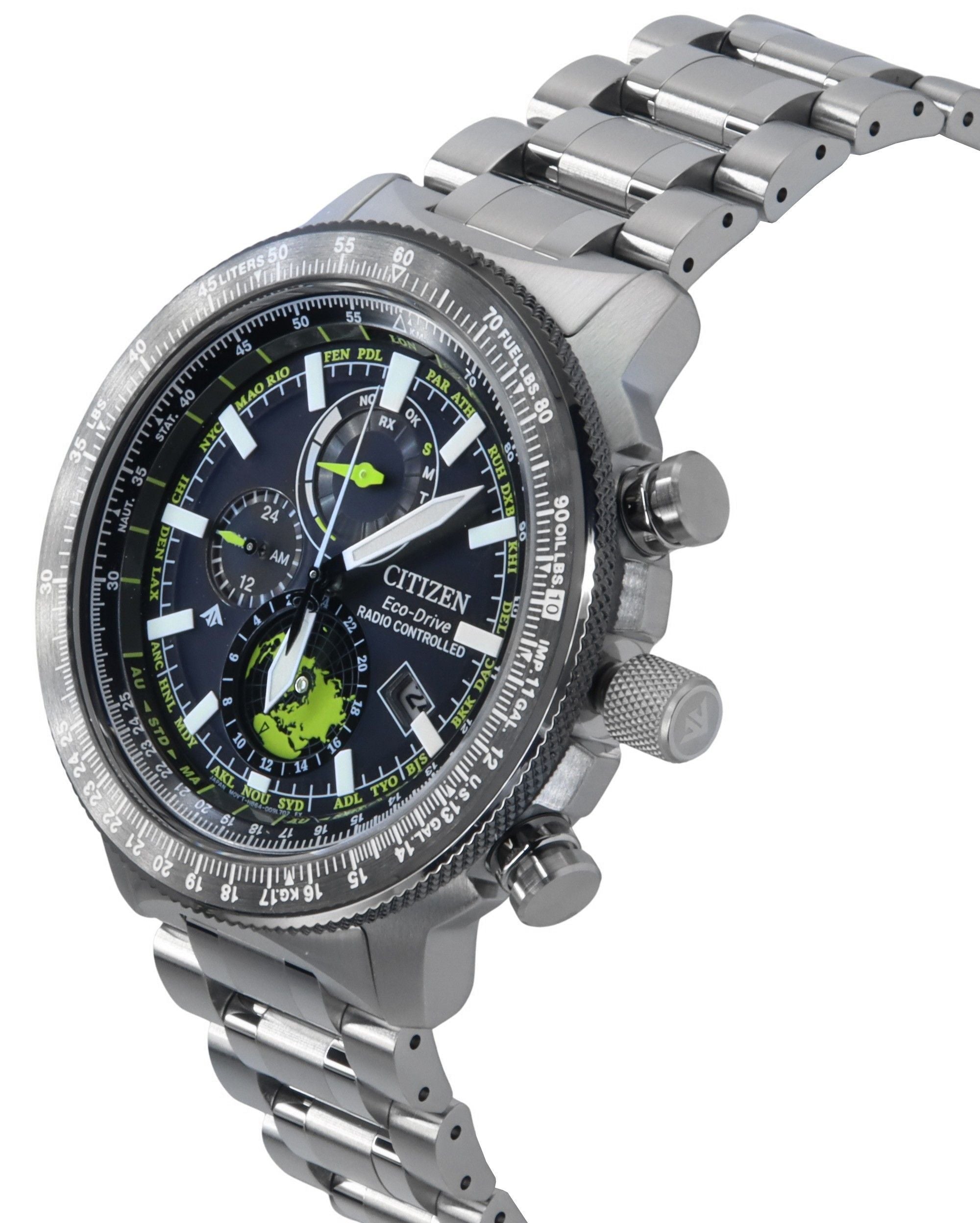 Citizen Promaster Geo Trekker Stainless Steel Black Dial Eco-Drive BY3006-53E 200M Men's Pilot Watch