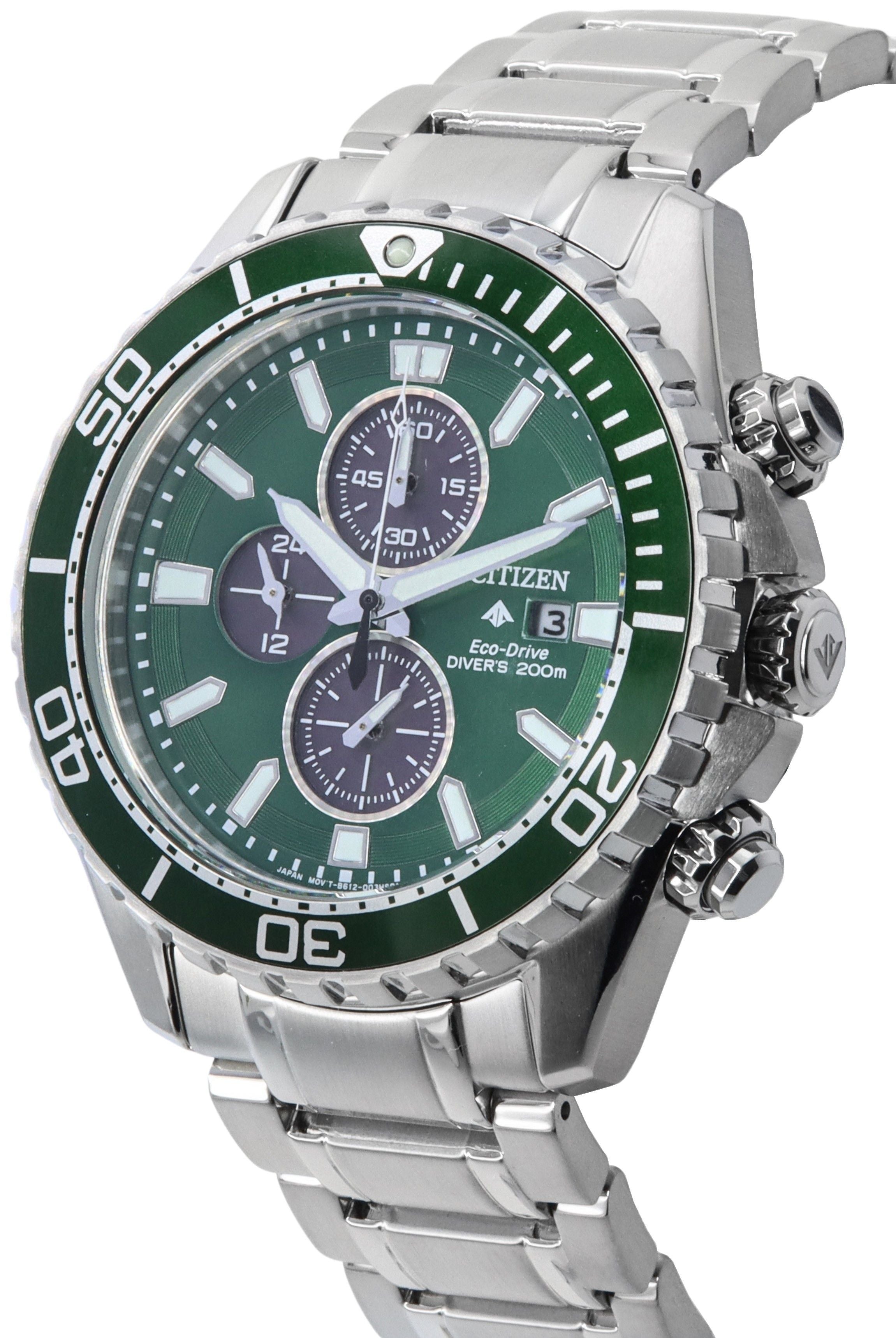 Citizen Promaster Chronograph Green Dial Eco-Drive Diver's CA0820-50X 200M Men's Watch