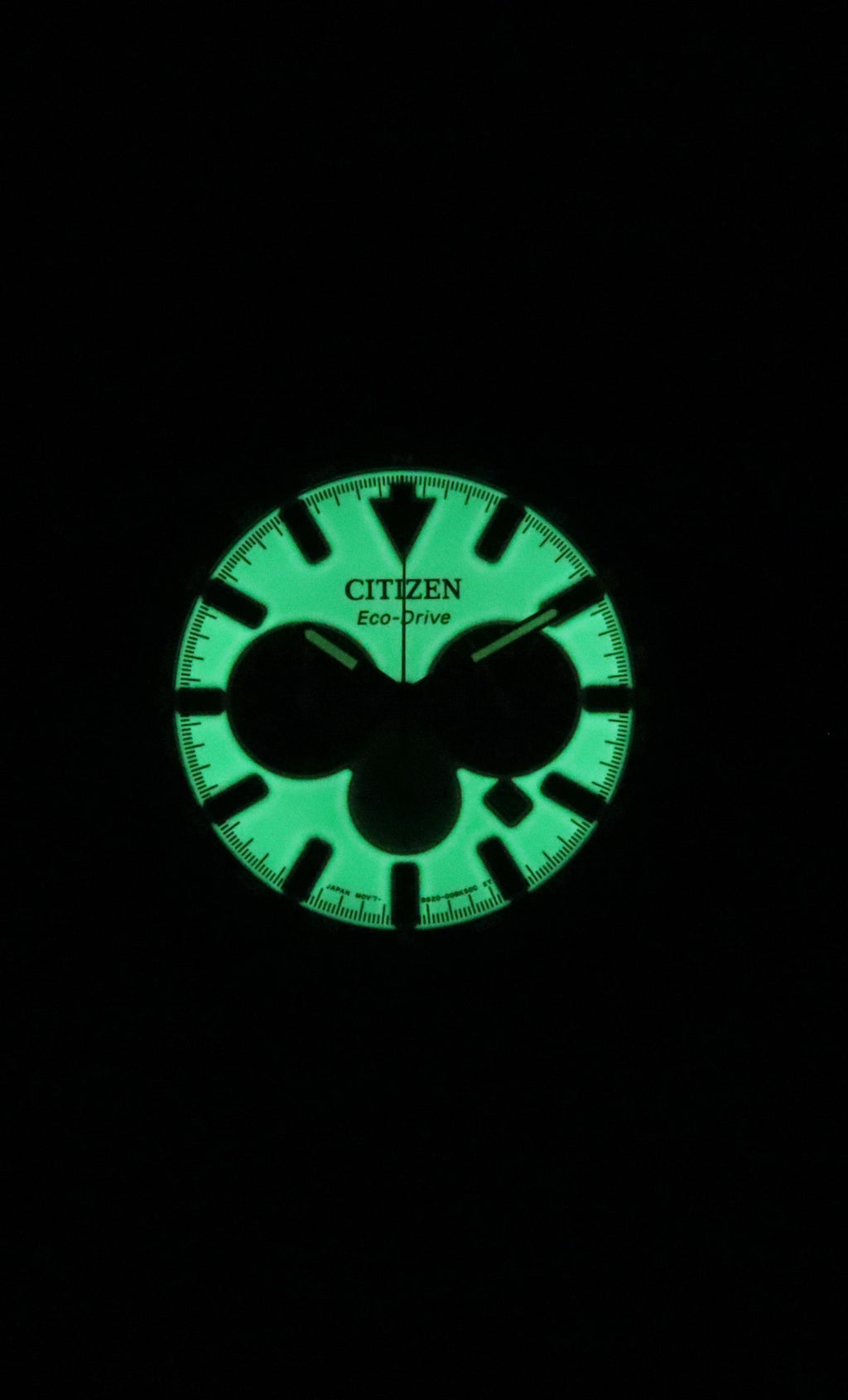 Citizen Eco-Drive Chronograph Leather Strap Full Luminous Green Dial CA4505-21X 100M Men's Watch