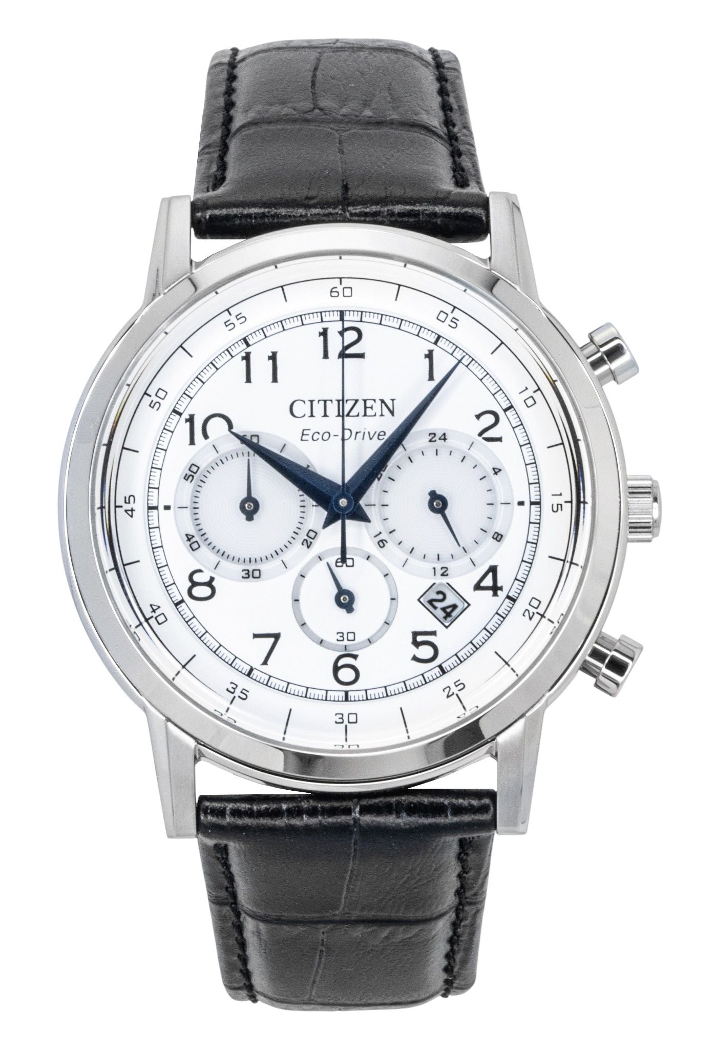 Citizen Eco-Drive Chronograph Leather Strap White Dial CA4630-02A Men's Watch