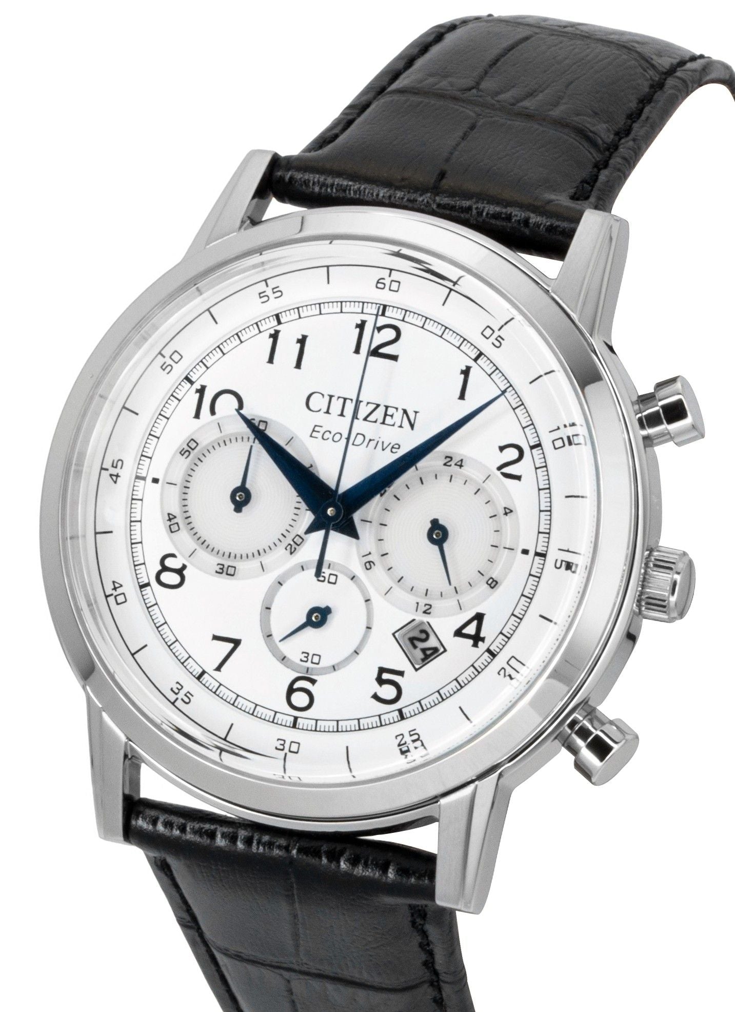 Citizen Eco-Drive Chronograph Leather Strap White Dial CA4630-02A Men's Watch