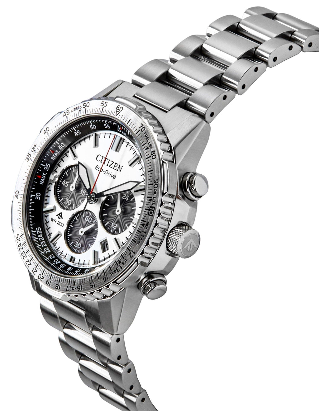 Citizen Promaster Navihawk Chronograph Stainless Steel White Dial Eco-Drive Diver's CA4660-61A 200M Men's Watch