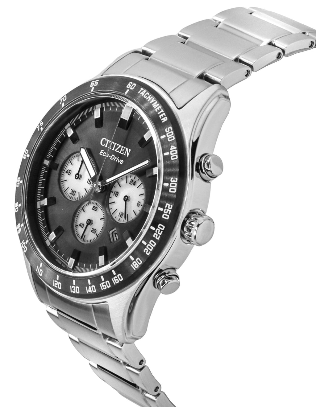 Citizen Eco-Drive Chronograph Stainless Steel Black Dial CA4674-58E 100M Men's Watch