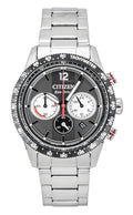Citizen Eco-Drive Chronograph Analog Stainless Steel Black Dial Solar CA4714-55E 100M Men's Watch