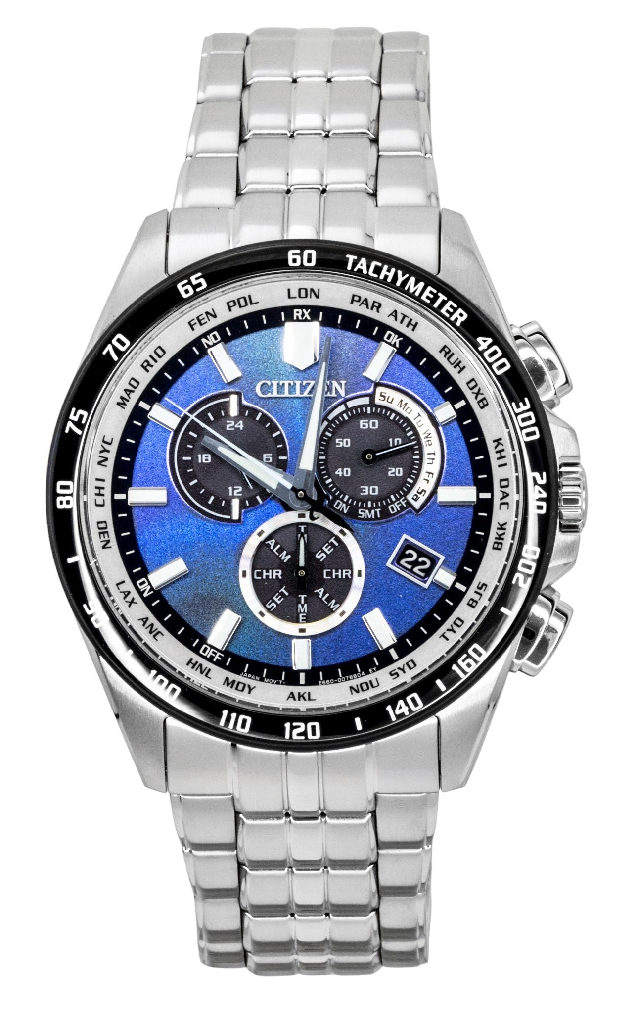 Citizen Eco-Drive Limited Edition Chronograph Stainless Steel Blue Dial Solar CB5874-81L 100M Men's Watch