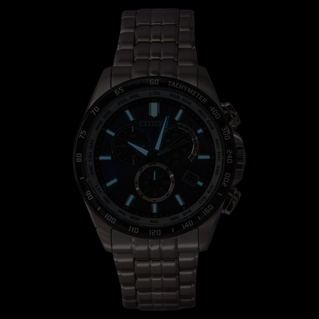 Citizen Eco-Drive Limited Edition Chronograph Stainless Steel Blue Dial Solar CB5874-81L 100M Men's Watch