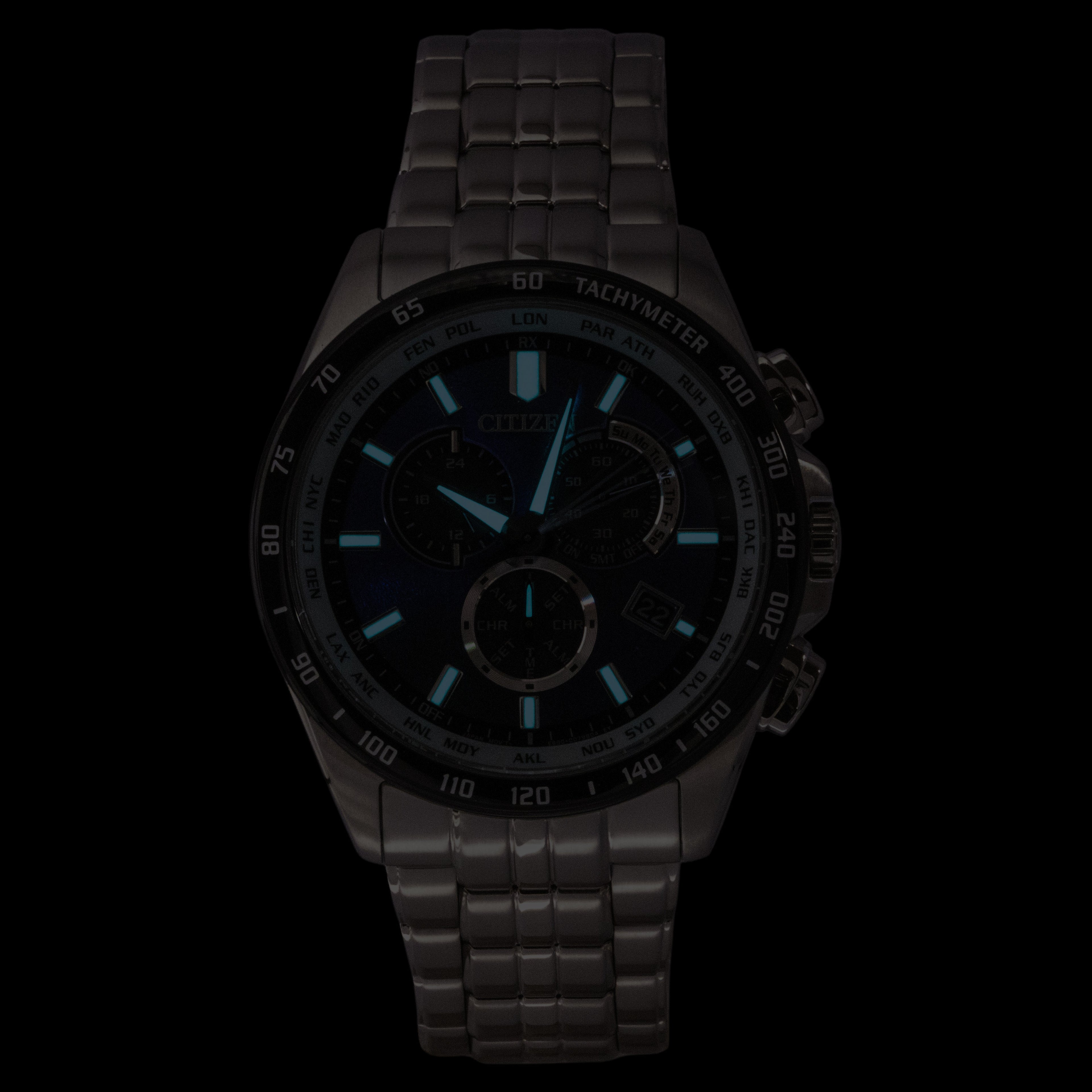 Citizen Eco-Drive Limited Edition Chronograph Stainless Steel Blue Dial Solar CB5874-81L 100M Men's Watch