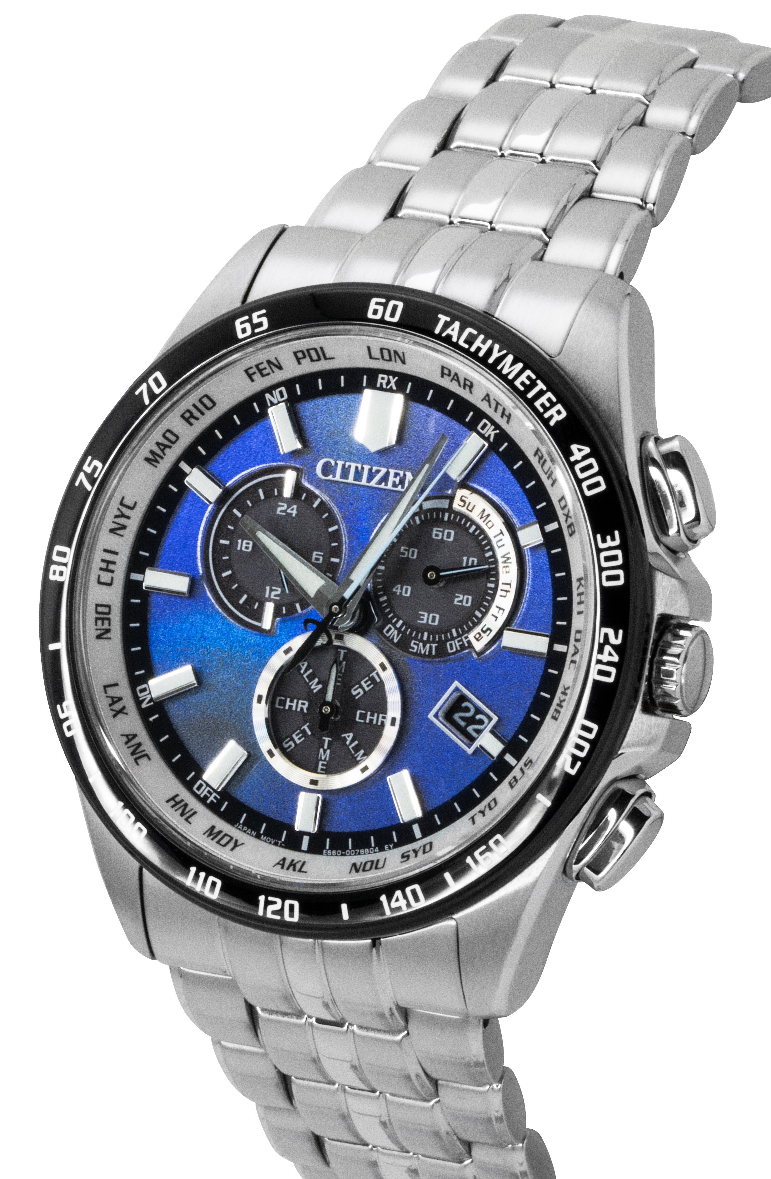 Citizen Eco-Drive Limited Edition Chronograph Stainless Steel Blue Dial Solar CB5874-81L 100M Men's Watch