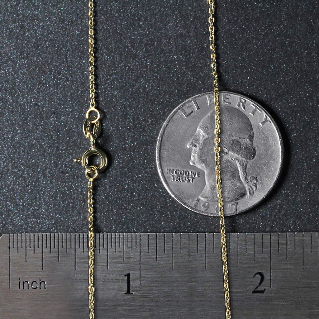 18k Yellow Gold Diamond Cut Cable Link Chain (1.10 mm)