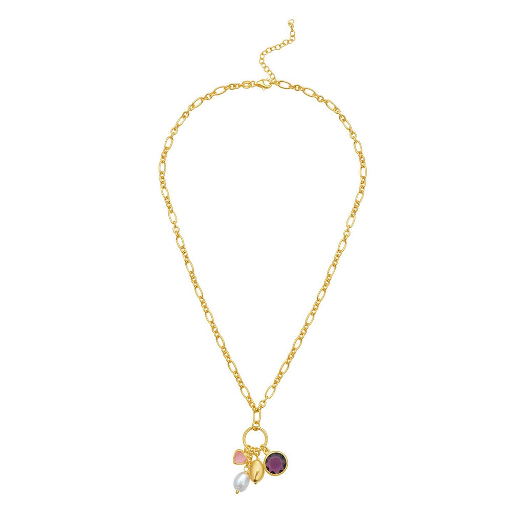 Sterling Silver Rhodium Plated Cubic Zirconia Charm Necklace
