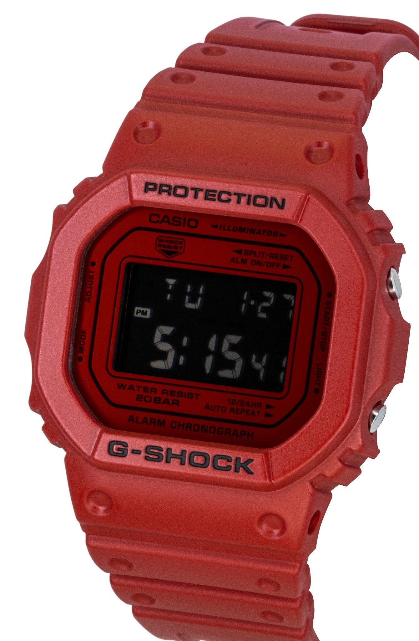 Casio G-Shock Digital Red Bio-Based Resin Strap Quartz DW-5600RRB-4 200M Men's Watch