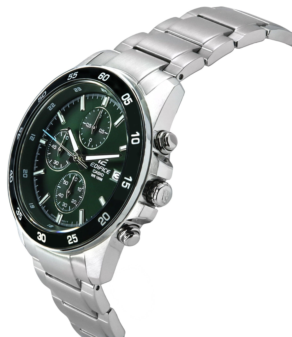 Casio Edifice Analog Standard Chronograph Stainless Steel Green Dial Quartz EFR-526D-3A 100M Men's Watch