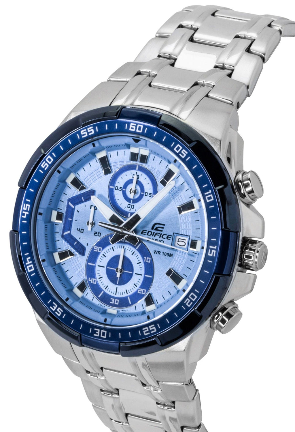 Casio Edifice Analog Standard Chronograph Stainless Steel Blue Dial Quartz EFR-539DE-2AV 100M Men's Watch