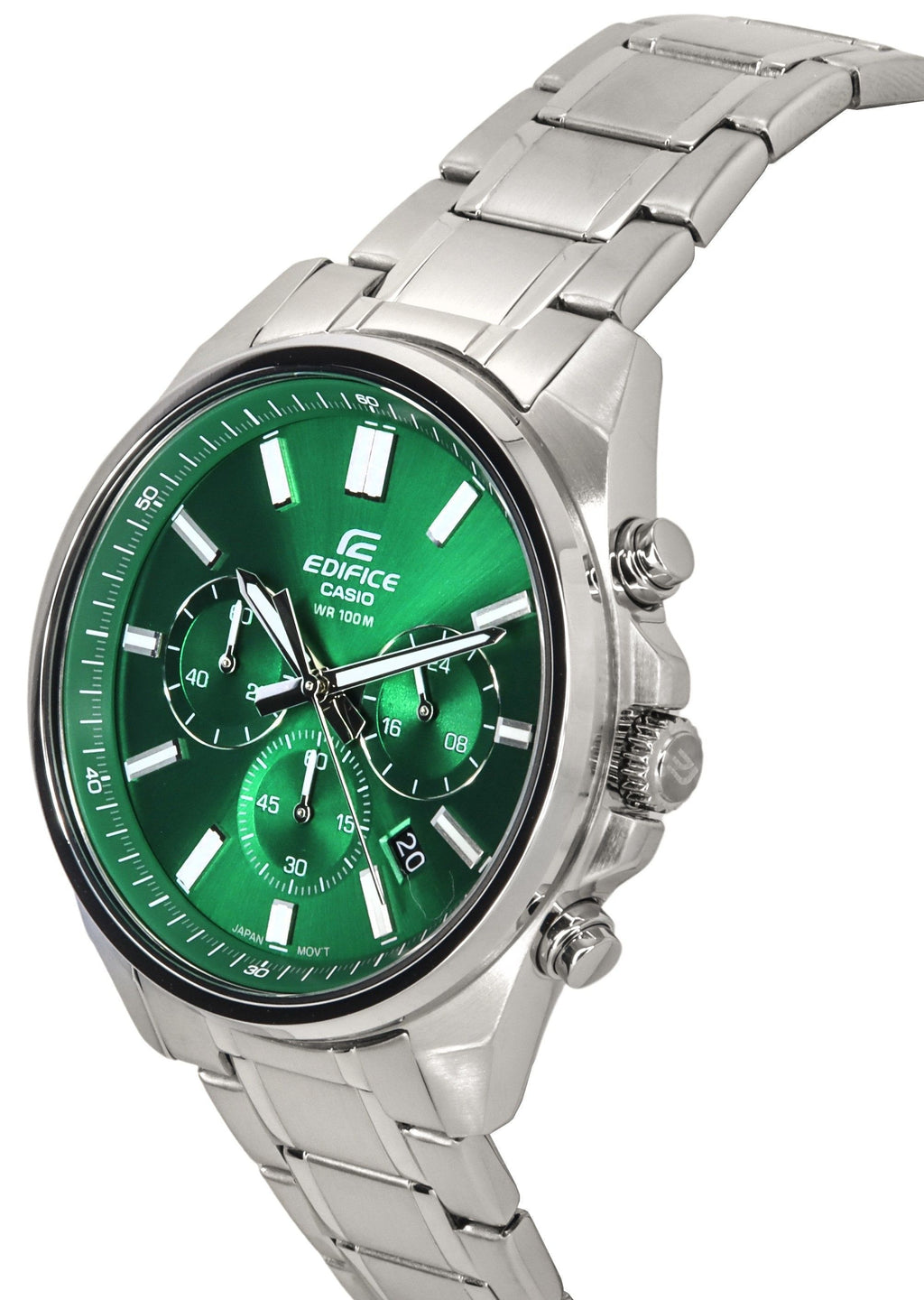 Casio Edifice Standard Analog Chronograph Stainless Steel Green Dial Quartz EFV-650D-3A 100M Men's Watch