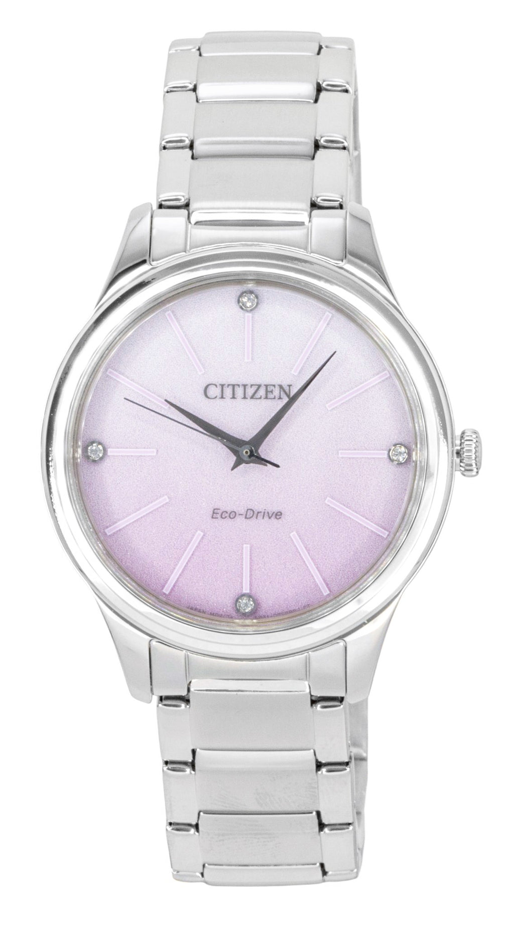 Citizen Eco-Drive  Analog Stainless Steel Pink Dial Solar EM1220-58X Women's Watch