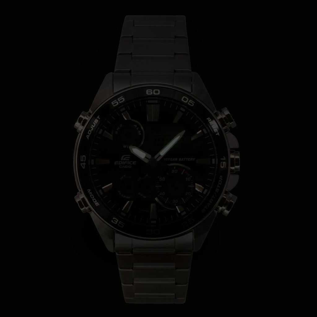 Casio Edifice Analog Digital Stainless Steel Black Dial Quartz ERA-130D-1A 100M Men's Watch