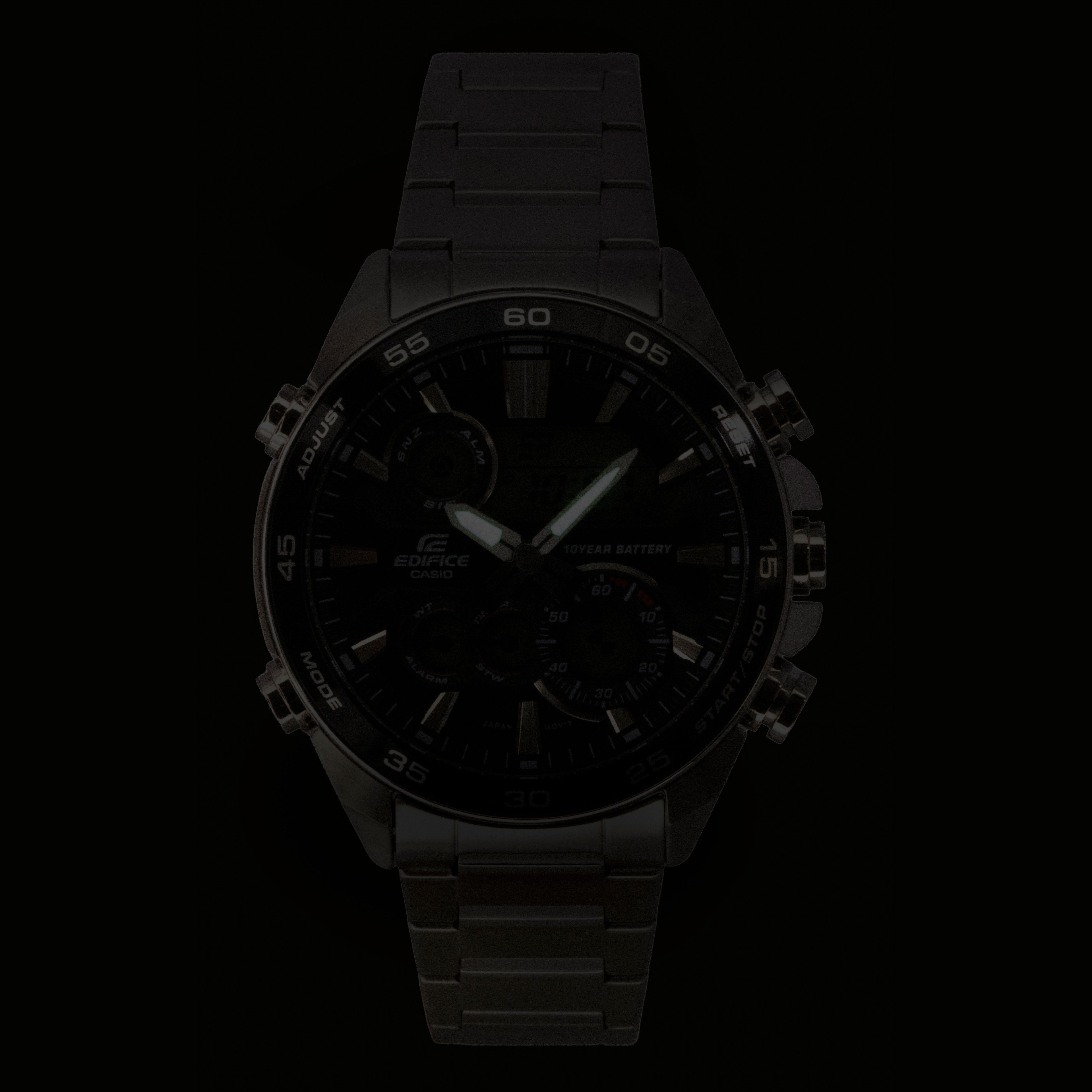 Casio Edifice Analog Digital Stainless Steel Black Dial Quartz ERA-130D-1A 100M Men's Watch