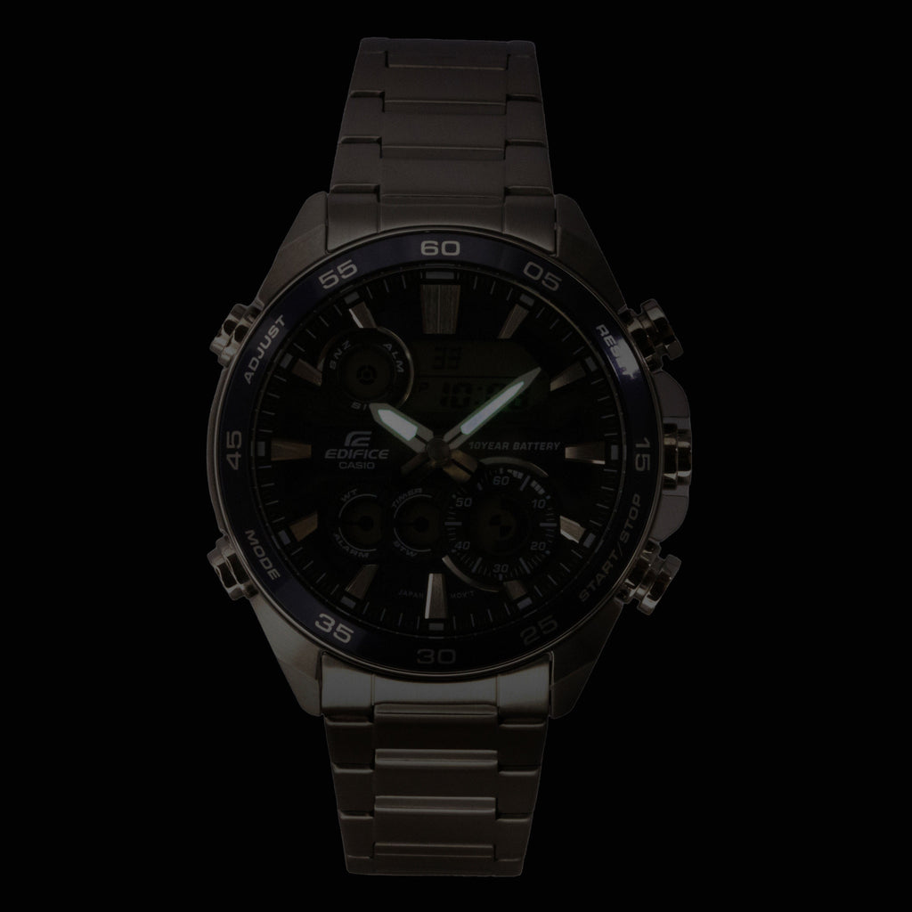 Casio Edifice Analog Digital Stainless Steel Blue Dial Quartz ERA-130D-2A 100M Men's Watch