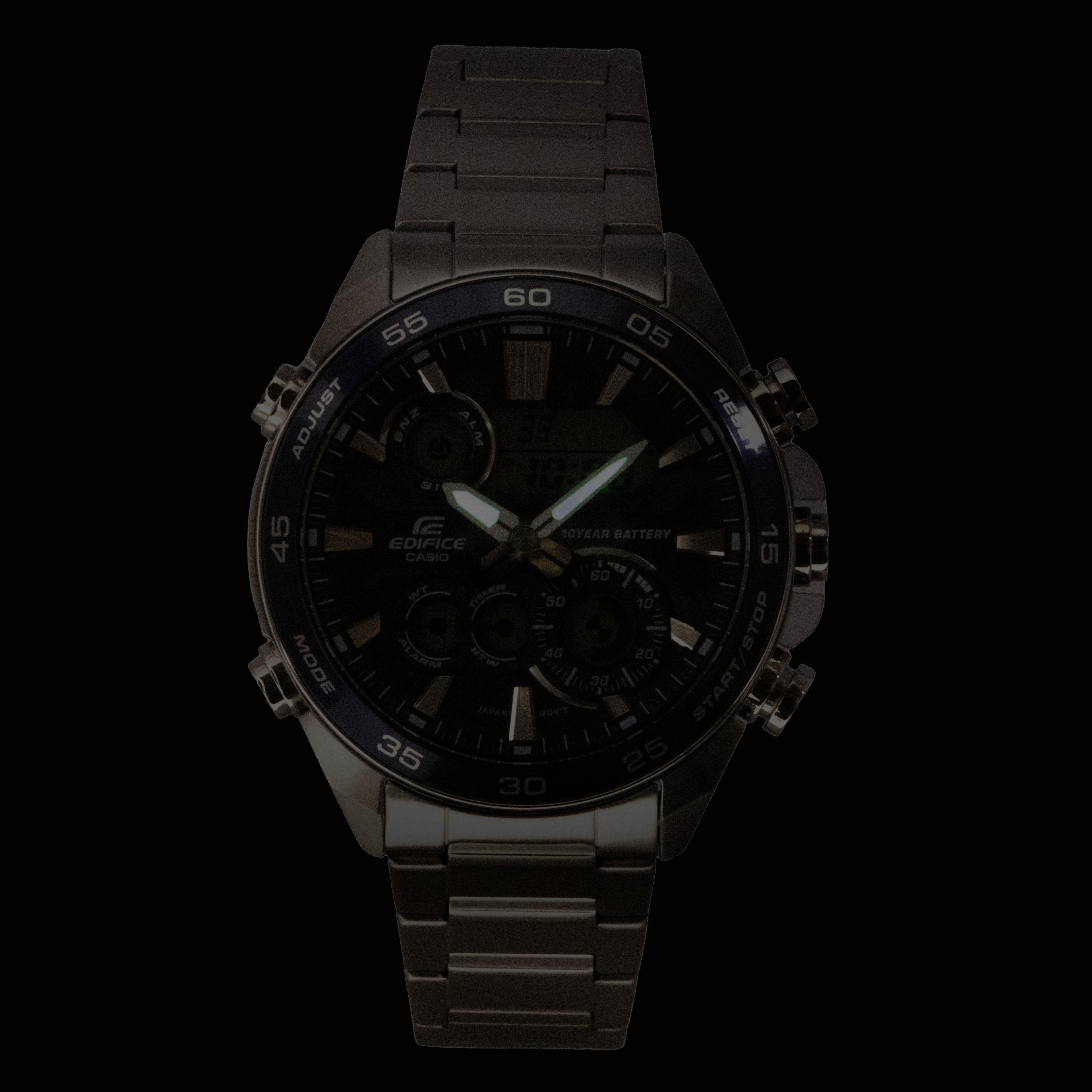 Casio Edifice Analog Digital Stainless Steel Blue Dial Quartz ERA-130D-2A 100M Men's Watch
