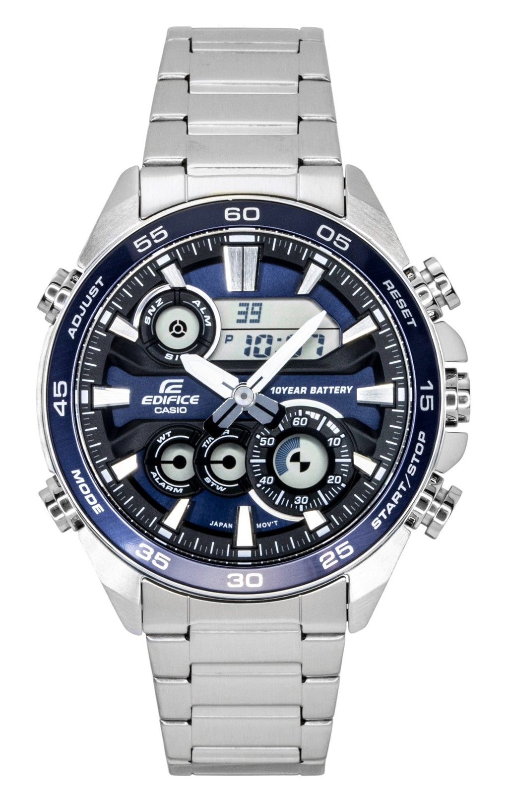 Casio Edifice Analog Digital Stainless Steel Blue Dial Quartz ERA-130D-2A 100M Men's Watch