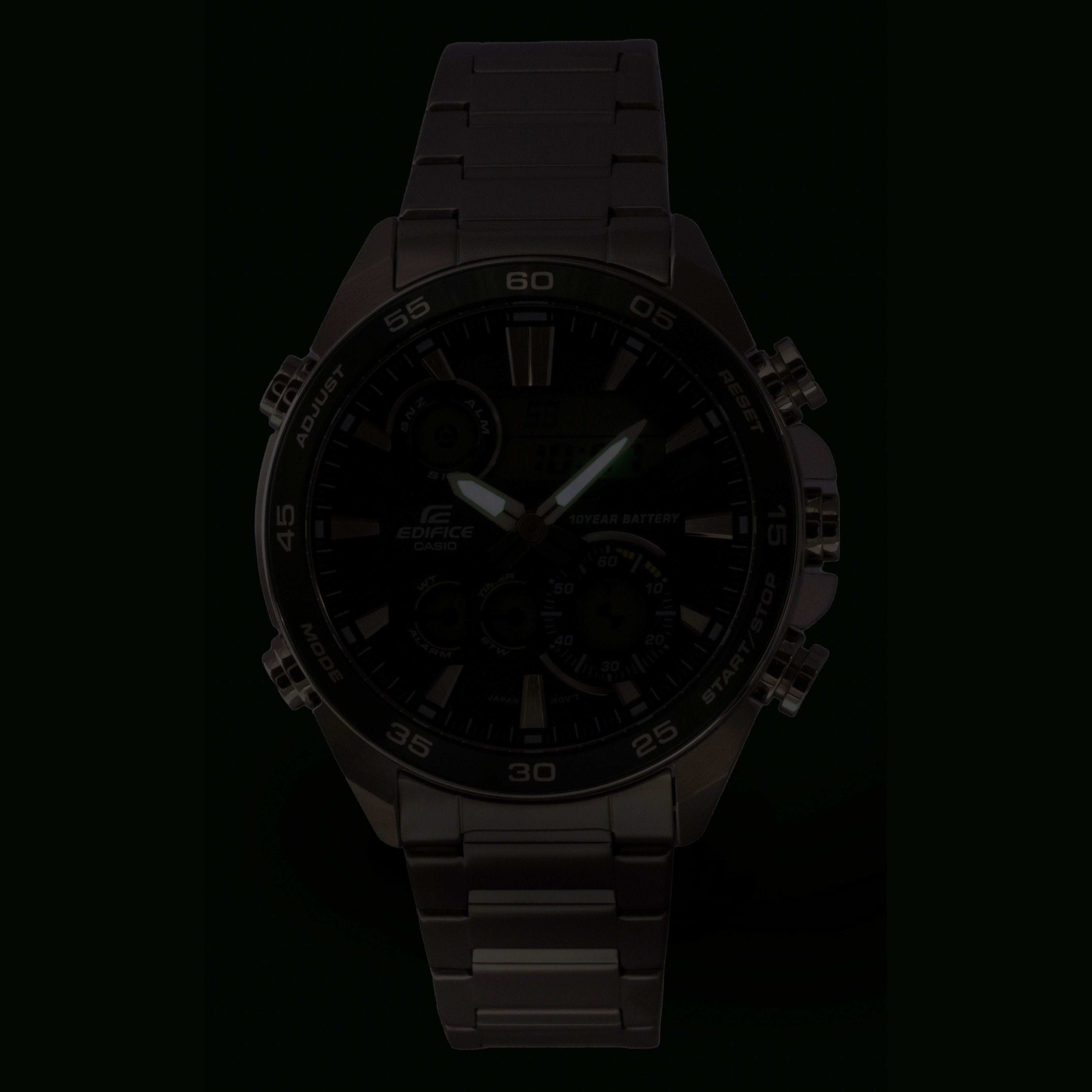 Casio Edifice Analog Digital Stainless Steel Green Dial Quartz ERA-130D-3A 100M Men's Watch