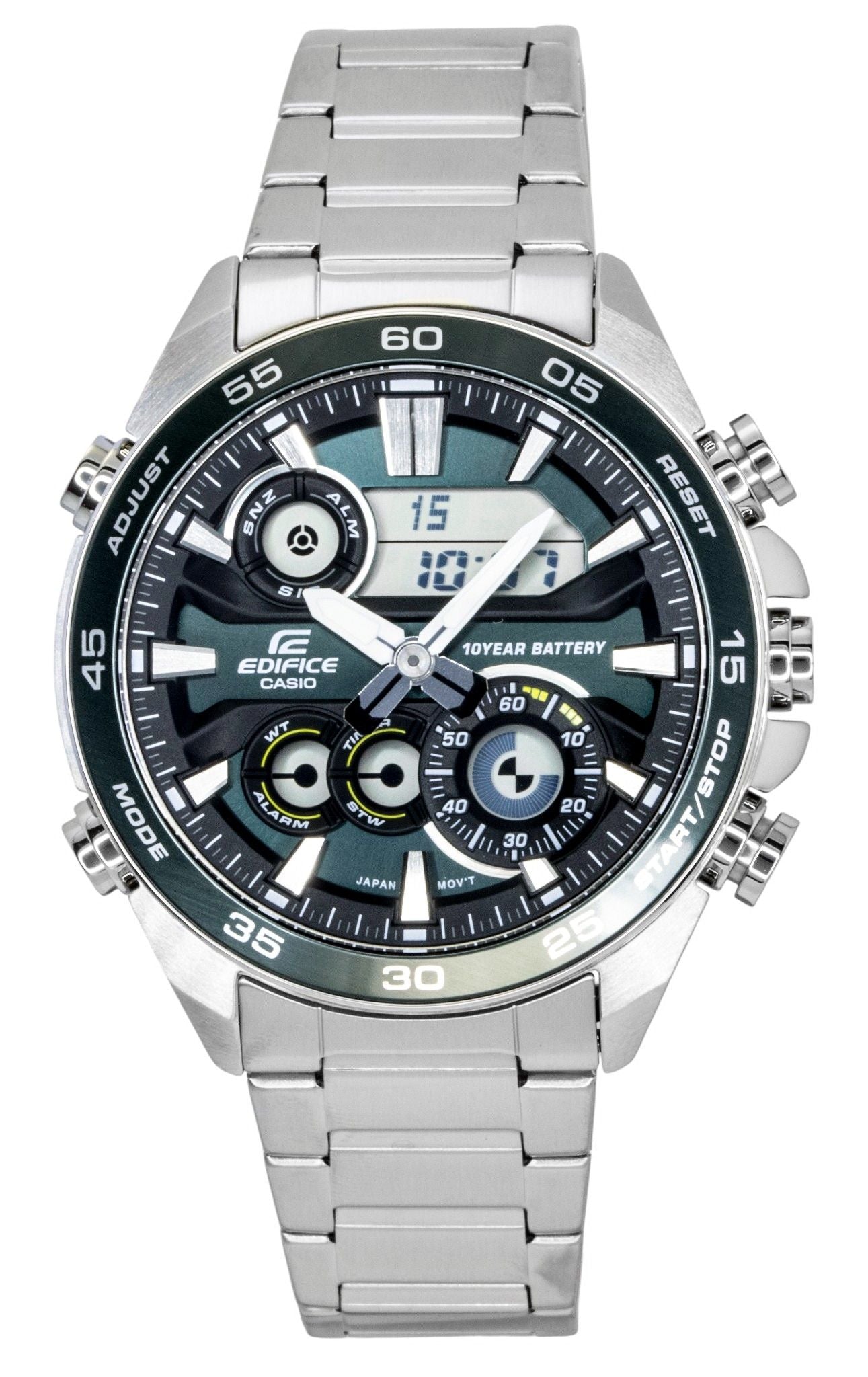 Casio Edifice Analog Digital Stainless Steel Green Dial Quartz ERA-130D-3A 100M Men's Watch