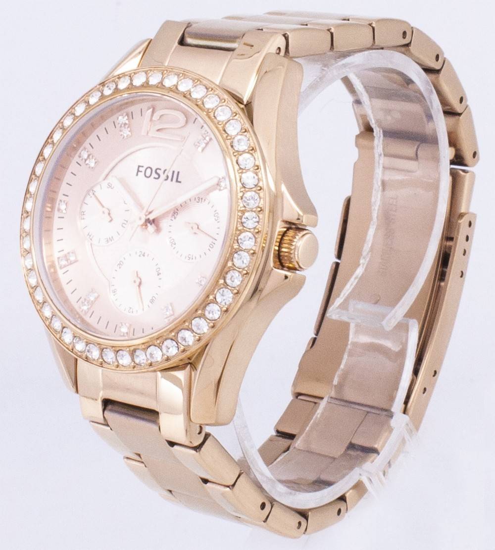 Fossil Riley Multifunction Crystal Rose Gold ES2811 Women's Watch