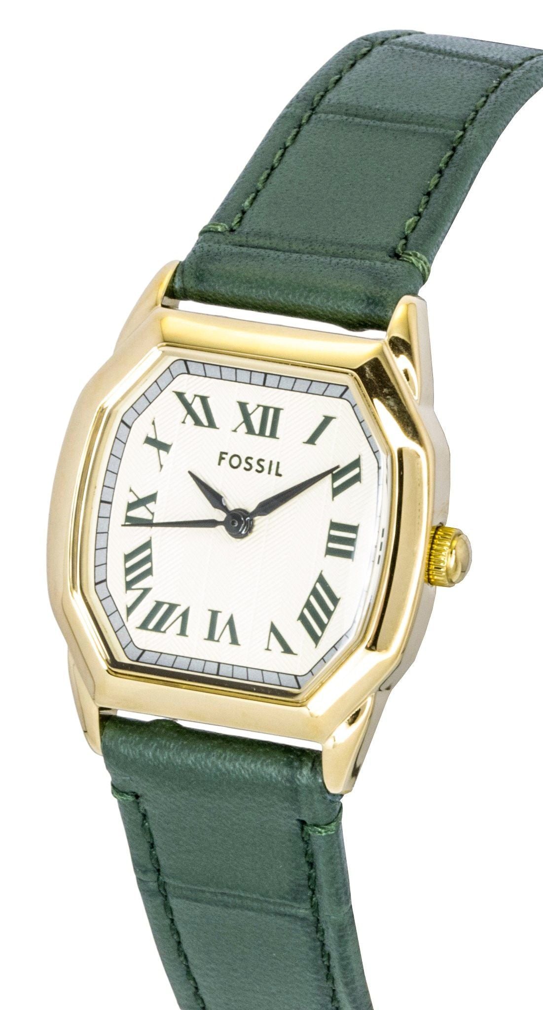 Fossil Harlow Green Croco Leather Strap Cream Dial Quartz ES5427 Women's Watch