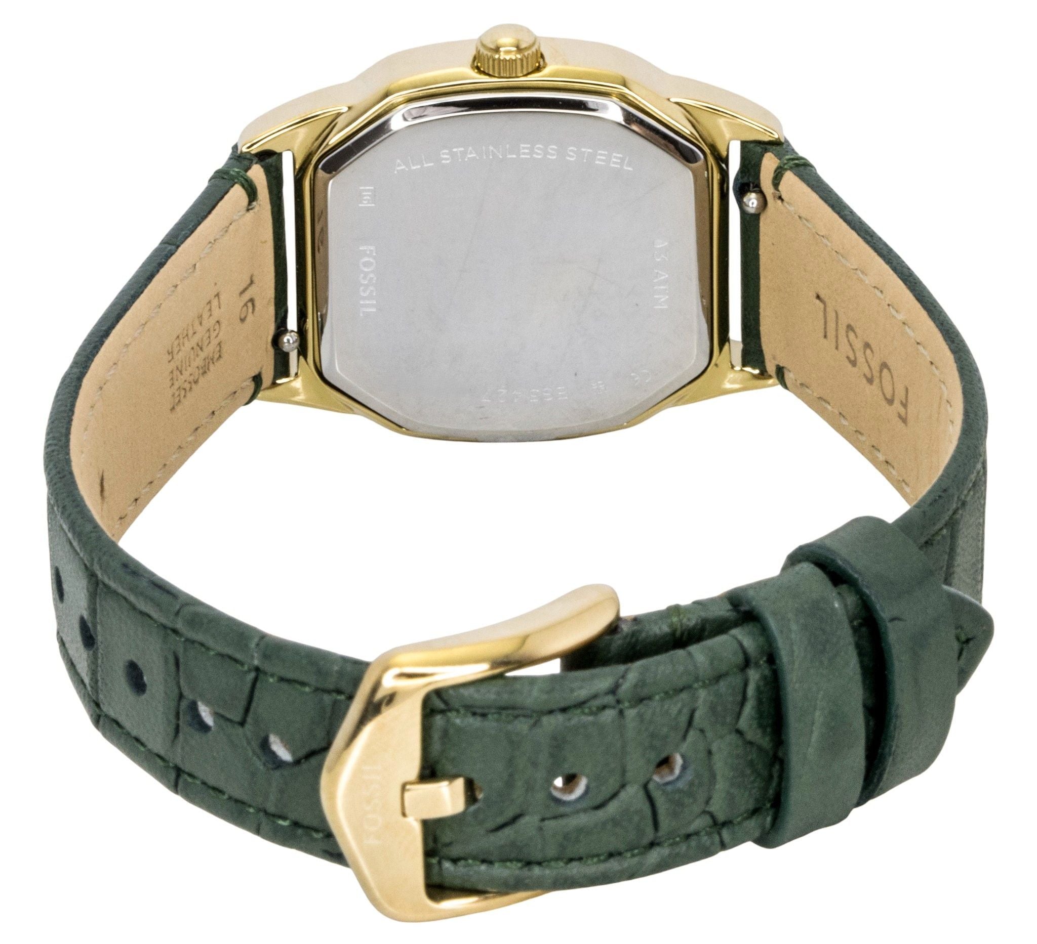 Fossil Harlow Green Croco Leather Strap Cream Dial Quartz ES5427 Women's Watch