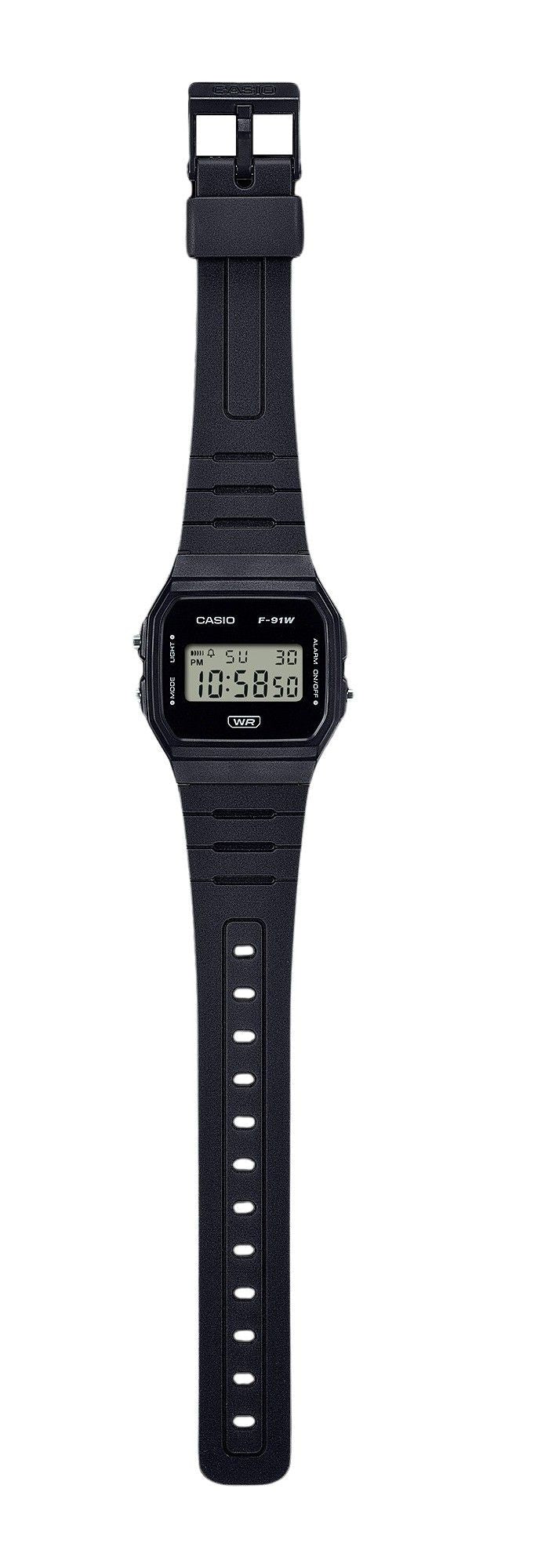 Casio POP Digital Black Bio Based Resin Strap Quartz F-91WB-1A Unisex Watch