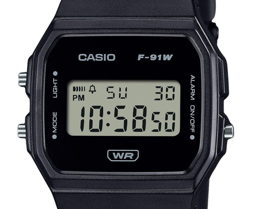 Casio POP Digital Black Bio Based Resin Strap Quartz F-91WB-1A Unisex Watch