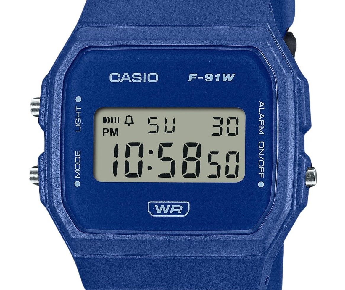 Casio POP Digital Blue Bio Based Resin Strap Quartz F-91WB-2A1 Unisex Watch