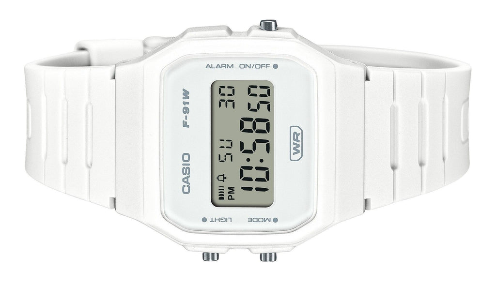 Casio Pop Digital Bio-Based White Resin Strap Quartz F-91WB-7A 100M Unisex Watch