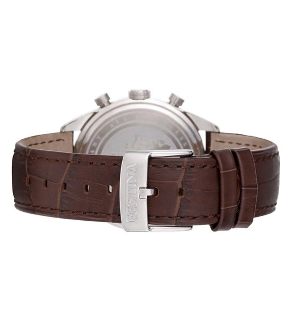 Festina Timeless Chronograph Leather Strap Silver Dial Quartz F16760-1 Men's Watch