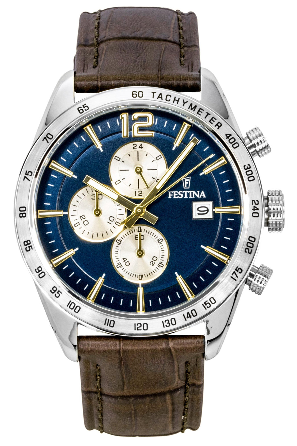 Festina Chronograph Leather Strap Blue Dial Quartz F16760-7 Men's Watch
