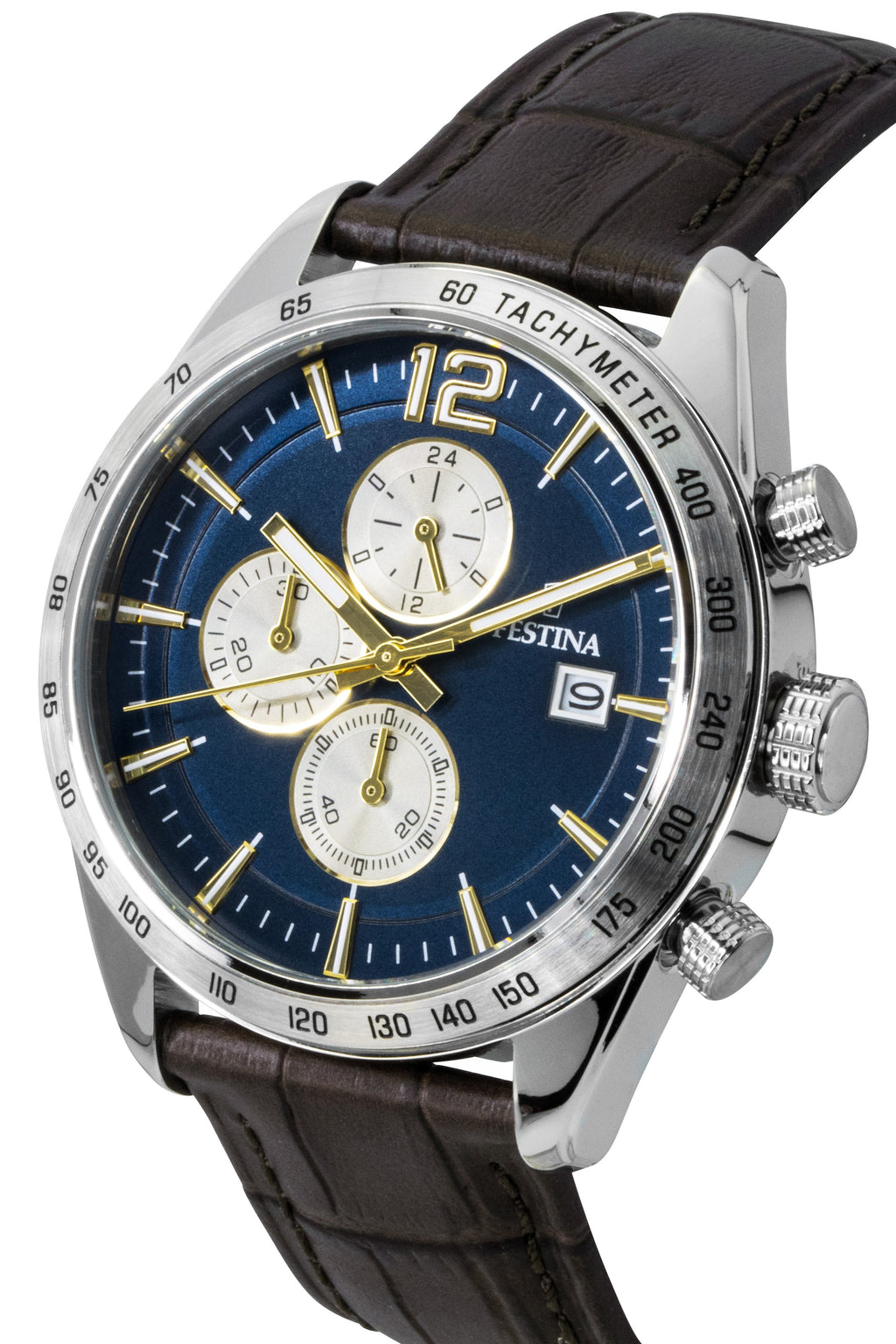 Festina Chronograph Leather Strap Blue Dial Quartz F16760-7 Men's Watch