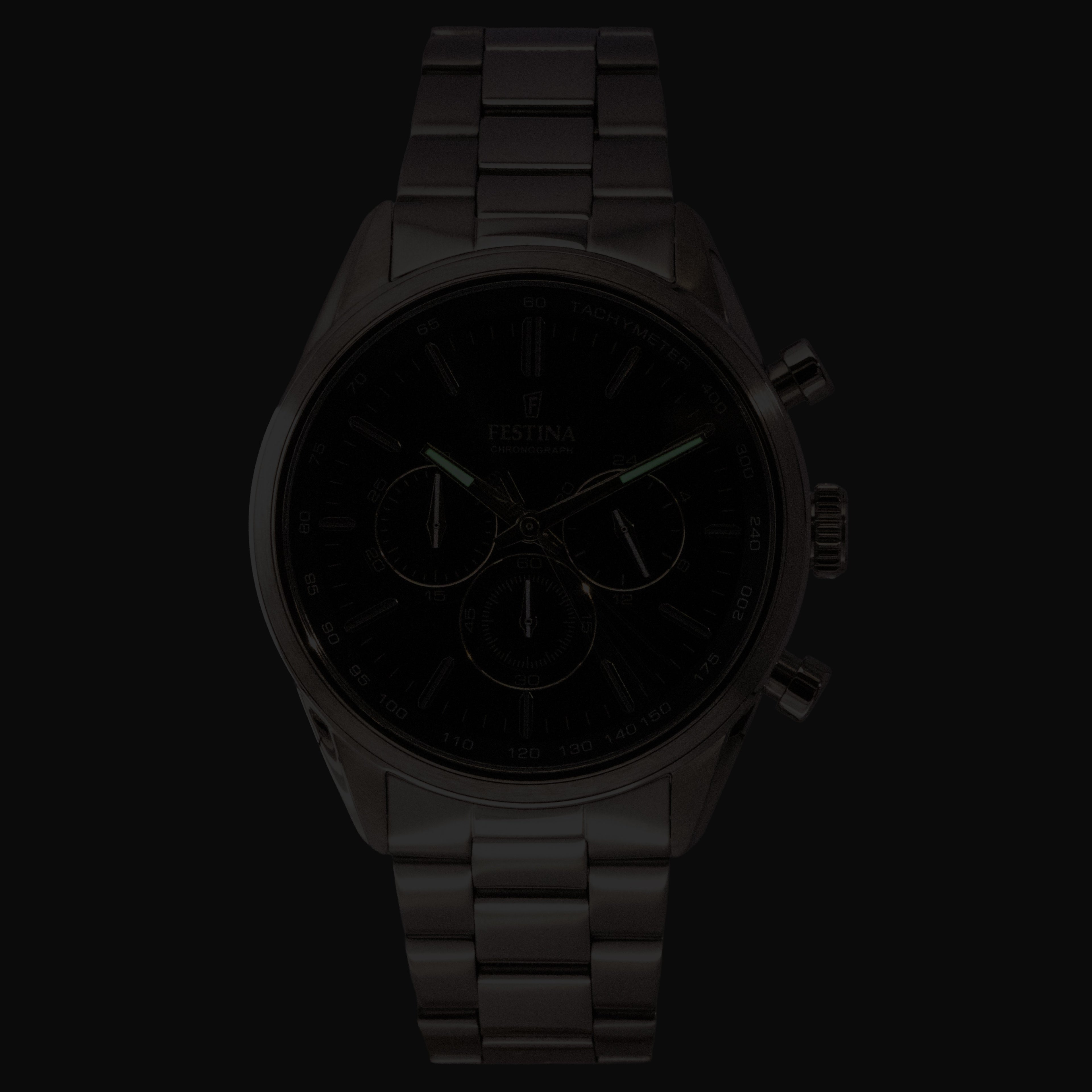 Festina Timeless Chronograph Stainless Steel Black Dial Quartz F16820-4 100M Men's Watch